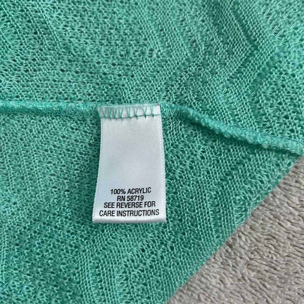 Studio Works Light Aqua Open Cardigan Size Small - Picture 9 of 12